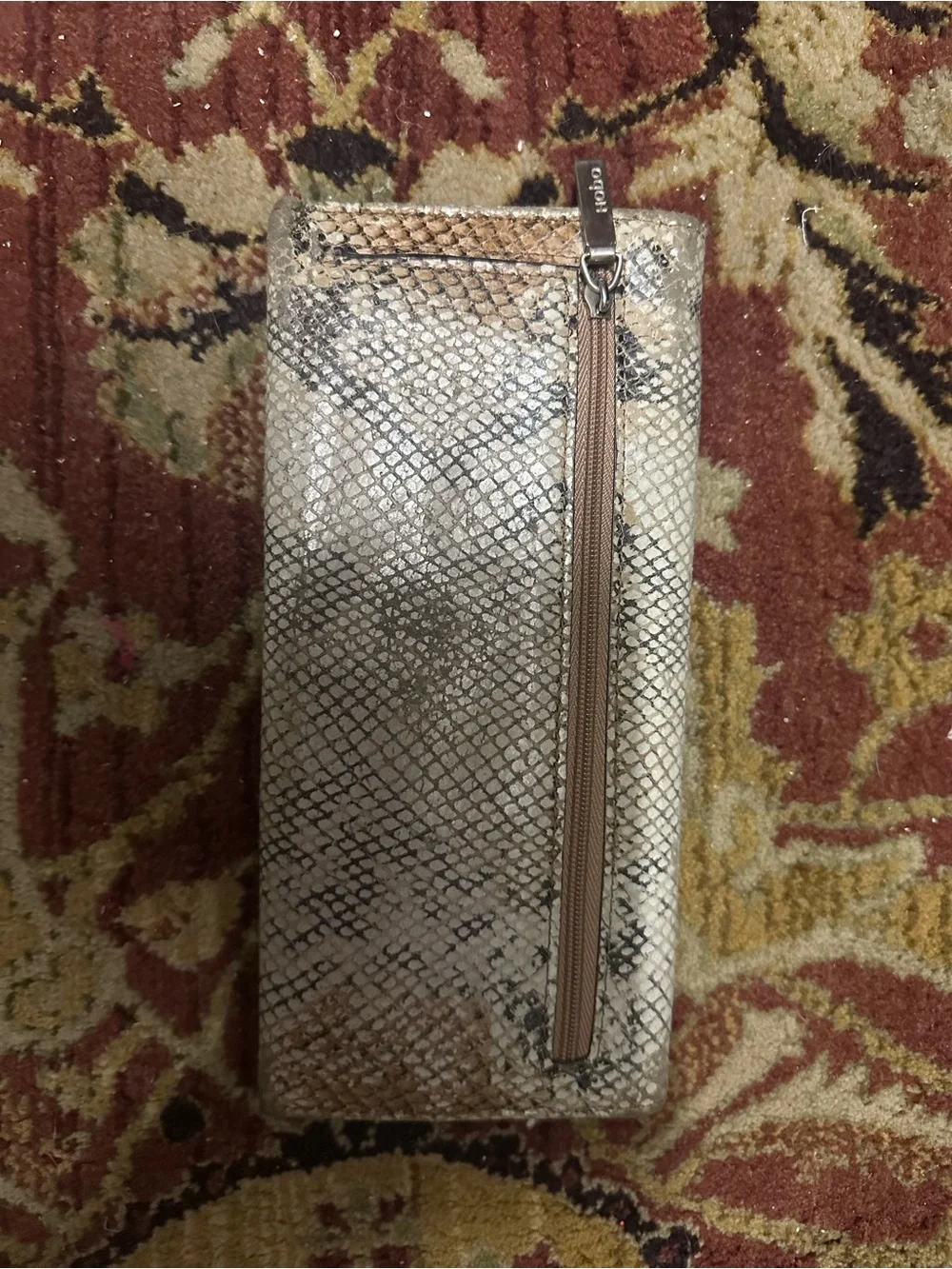 HOBO International Snakeskin Print Leather Wallet Organizer Clutch classic boho